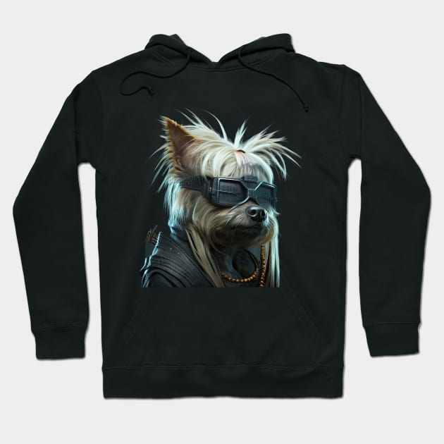 Cyber Yorkie Dog Punk Hoodie by Doswork